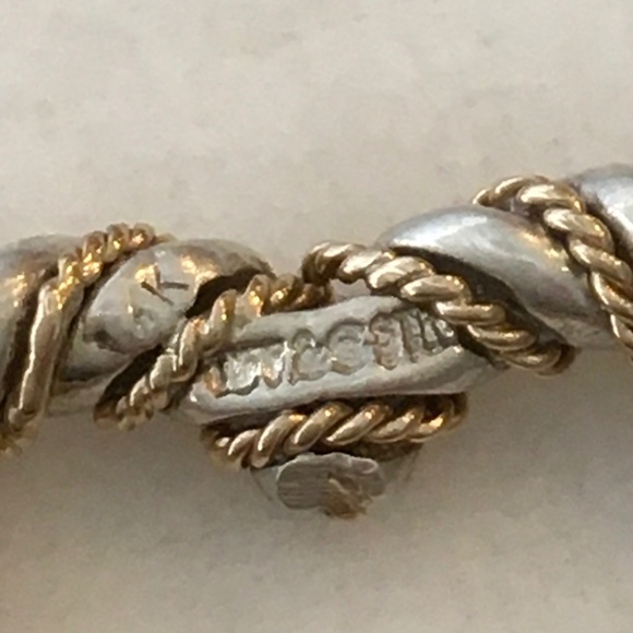 TIFFANY & CO. Vintage Silver (925) 18k Gold Heart Rope Pendant Necklace - Picture 6 of 11